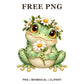 Whimsical Daisy Garden Frog Clipart PNG-8SVG
