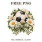 Whimsical Daisy Gingham Soccer Ball Clipart PNG