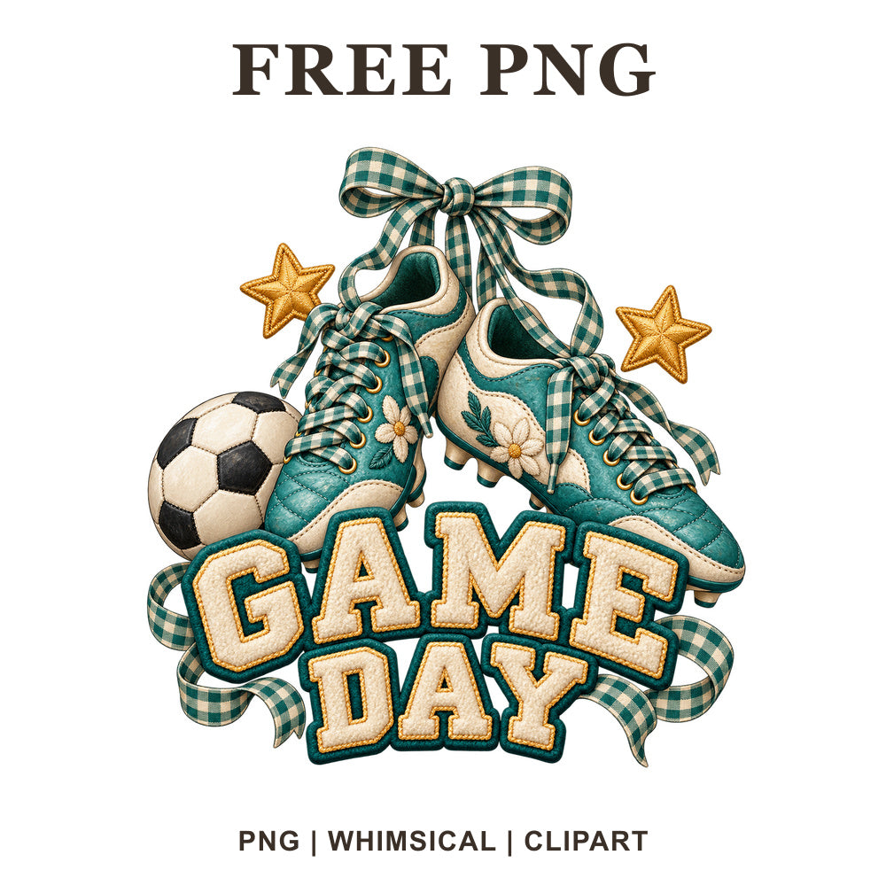 Whimsical Game Day Boots Soccer Clipart PNG
