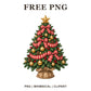 Whimsical Gingham Ribbons Christmas Tree Clipart PNG