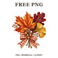 Whimsical Harvest Ribbon Bouquet Fall Leaves Clipart PNG