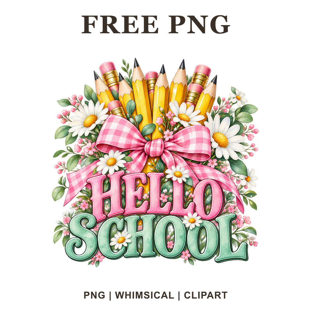 Whimsical Pencil Bow Back To School Clipart PNG