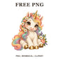 Whimsical Rainbow Garden Unicorn Clipart PNG