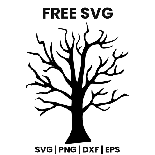 Spooky Tree SVG Free – Bare Halloween Tree Silhouette Cut File-8SVG