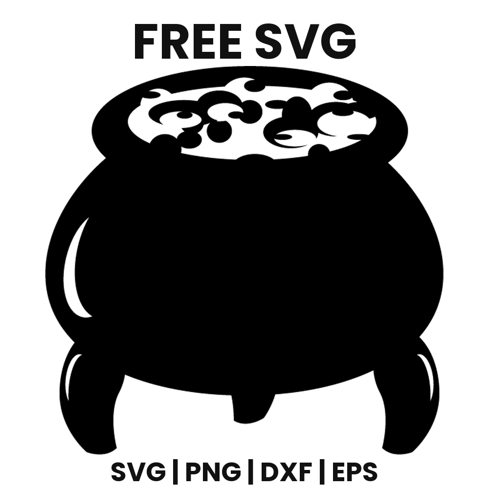Bubbling Cauldron SVG Free – Witch's Cauldron Cut File for Halloween