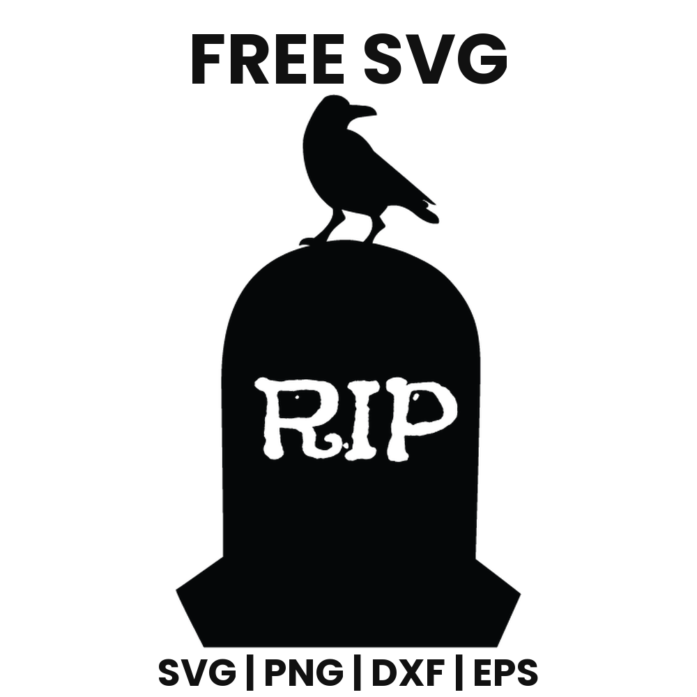 Crow Tombstone SVG Free – RIP Grave Silhouette Cut File