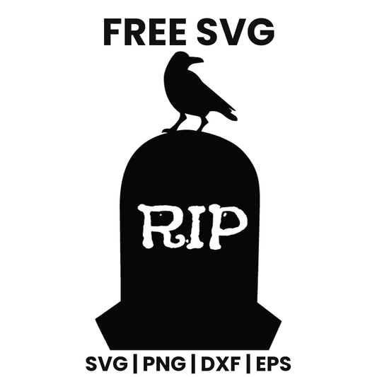 Crow Tombstone SVG Free – RIP Grave Silhouette Cut File-8SVG