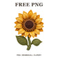 Whimsical Burlap Sunflower Clipart PNG