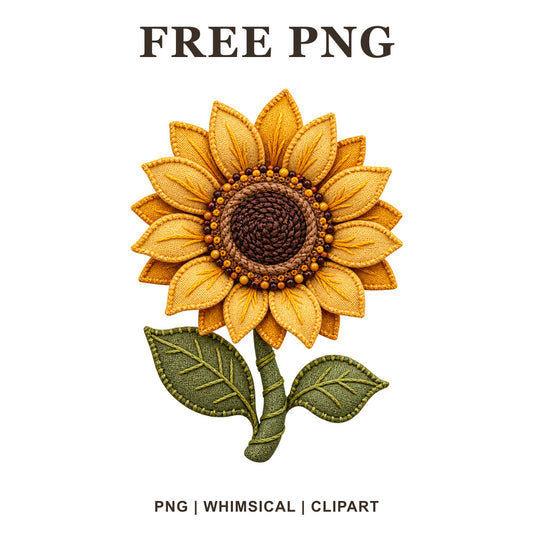 Whimsical Burlap Sunflower Clipart PNG