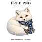 Whimsical Arctic Fox Winter Clipart PNG
