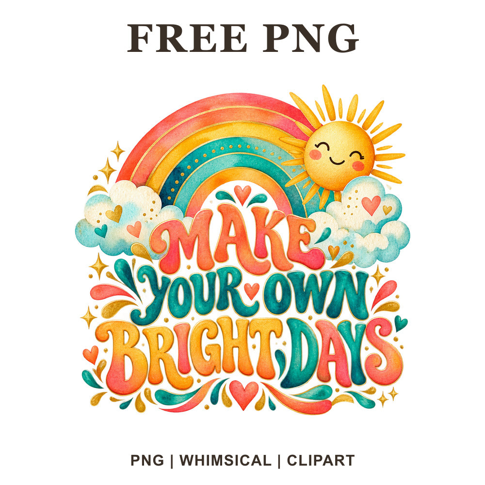 Whimsical Bright Days Rainbow Clipart PNG