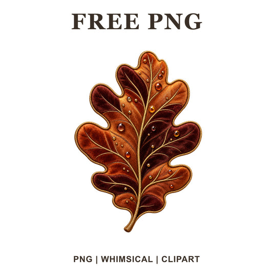 Whimsical Copper Velvet Oak Fall Leaf Clipart PNG