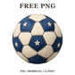 Whimsical Denim Patchwork Soccer Ball Clipart PNG