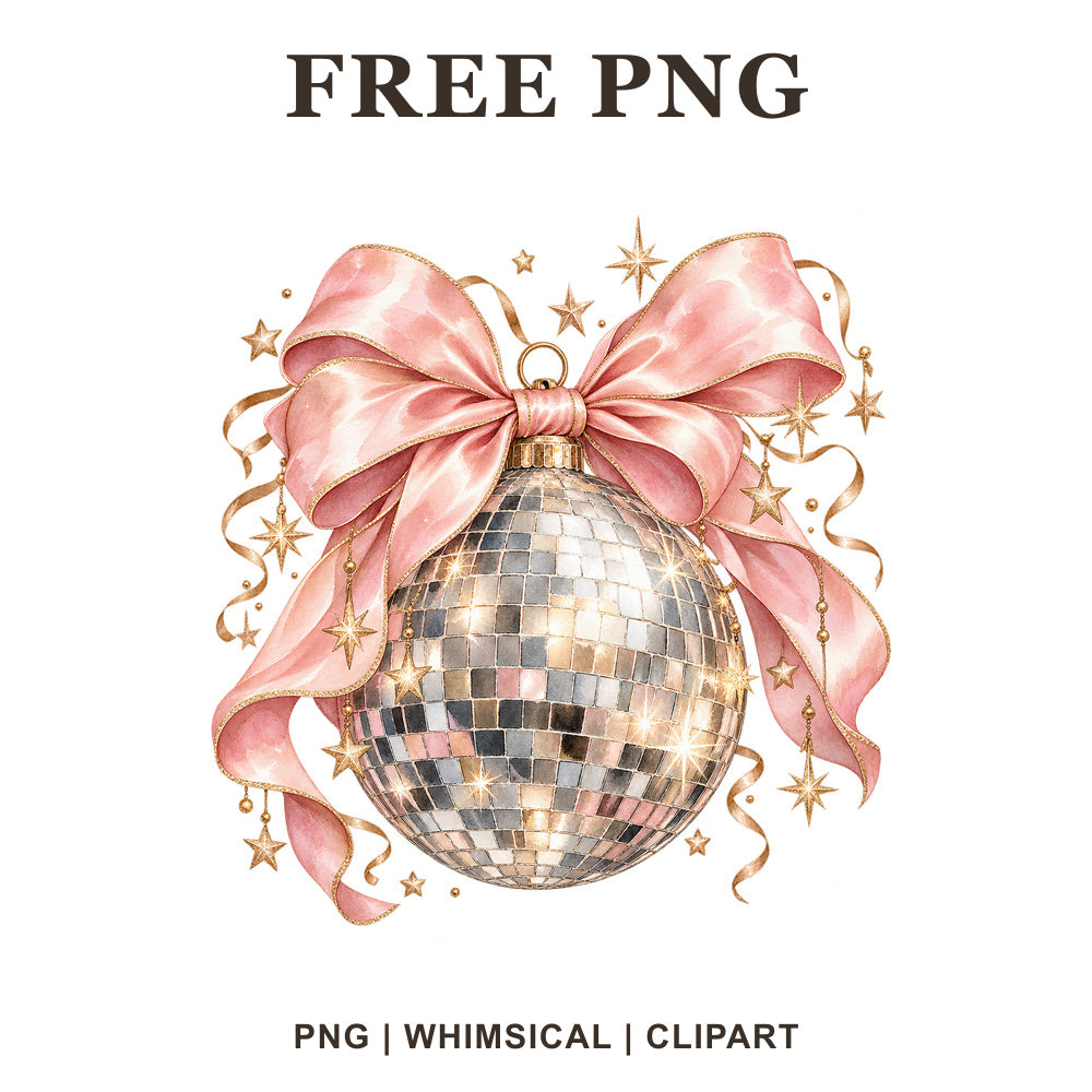 Whimsical Disco Bow New Year Clipart PNG