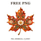 Whimsical Folk Maple Fall Leaves Clipart PNG