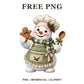Whimsical Gingerbread Baker Snowman Clipart PNG