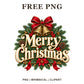 Whimsical Golden Evergreen Merry Christmas Clipart PNG
