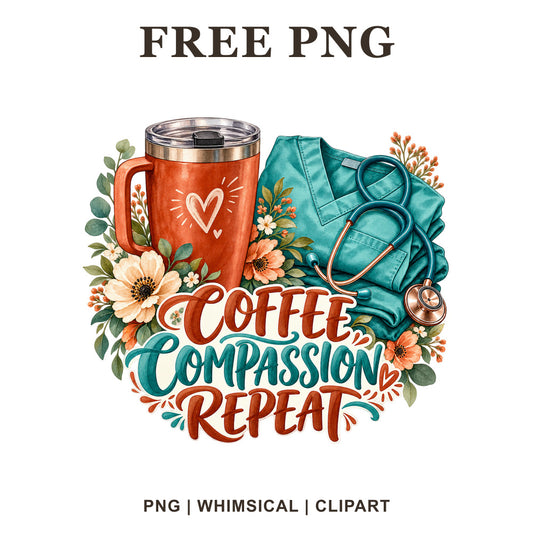 Whimsical Nurse Coffee Nurse Clipart PNG