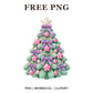 Whimsical Pastel Candy Christmas Tree Clipart PNG