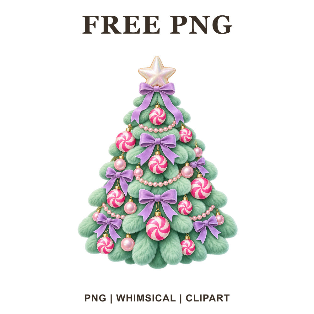Whimsical Pastel Candy Christmas Tree Clipart PNG