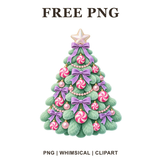 Whimsical Pastel Candy Christmas Tree Clipart PNG-8SVG