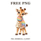 Whimsical Rainbow Scarf Giraffe Clipart PNG-8SVG