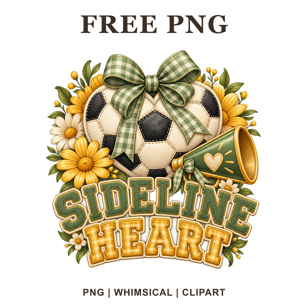 Whimsical Sideline Heart Soccer Clipart PNG