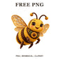 Whimsical Sunflower Honey Bee Clipart PNG