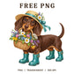 Dachshund Straw Hat Flower Basket Rain Boots PNG-8SVG