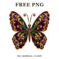 Whimsical Velvet Jewel Butterfly Clipart PNG