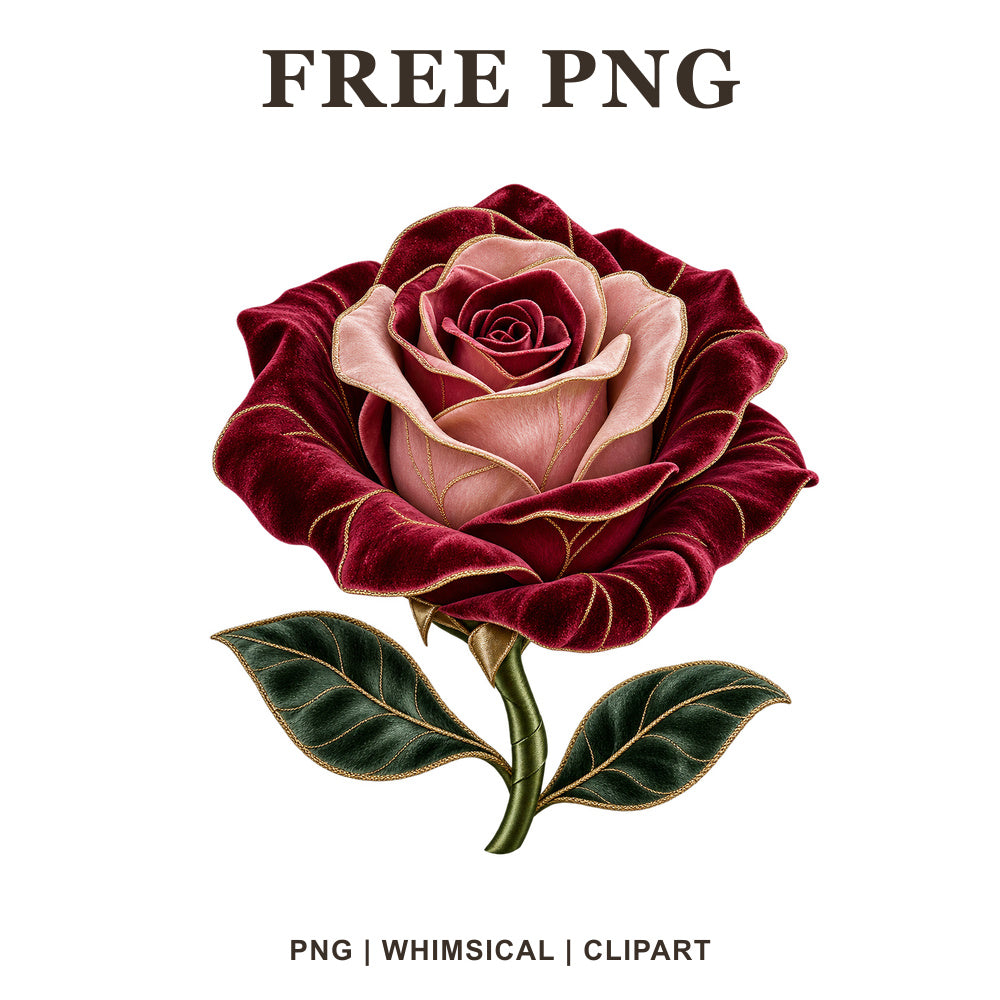 Whimsical Velvet Rose Clipart PNG