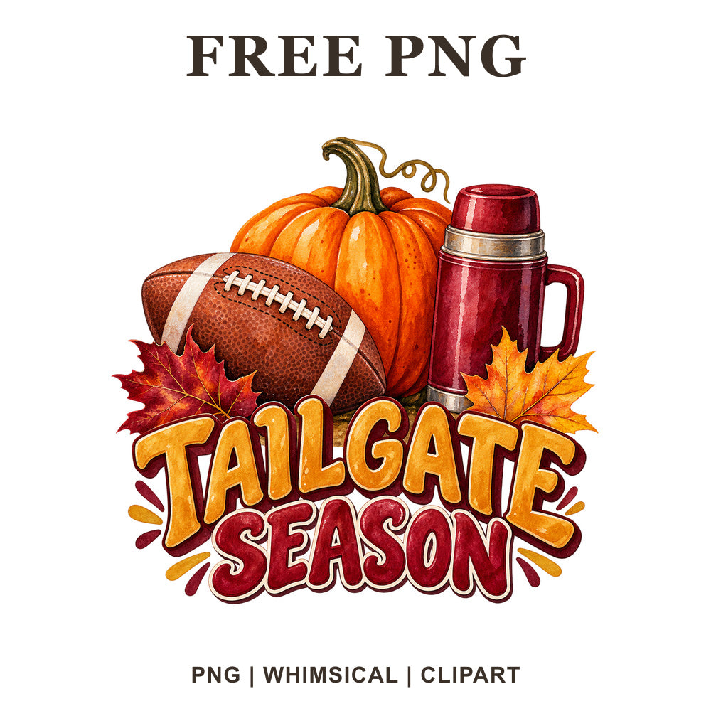 Whimsical Autumn Tailgate Football Clipart PNG