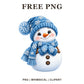 Whimsical Blue Snowflake Snowman Clipart PNG