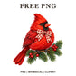 Whimsical Cardinal Berry Bird Clipart PNG