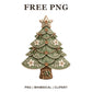 Whimsical Embroidered Linen Christmas Tree Clipart PNG-8SVG