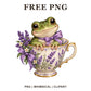 Whimsical Lavender Teacup Frog Clipart PNG-8SVG