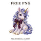 Whimsical Lilac Moon Ribbon Unicorn Clipart PNG
