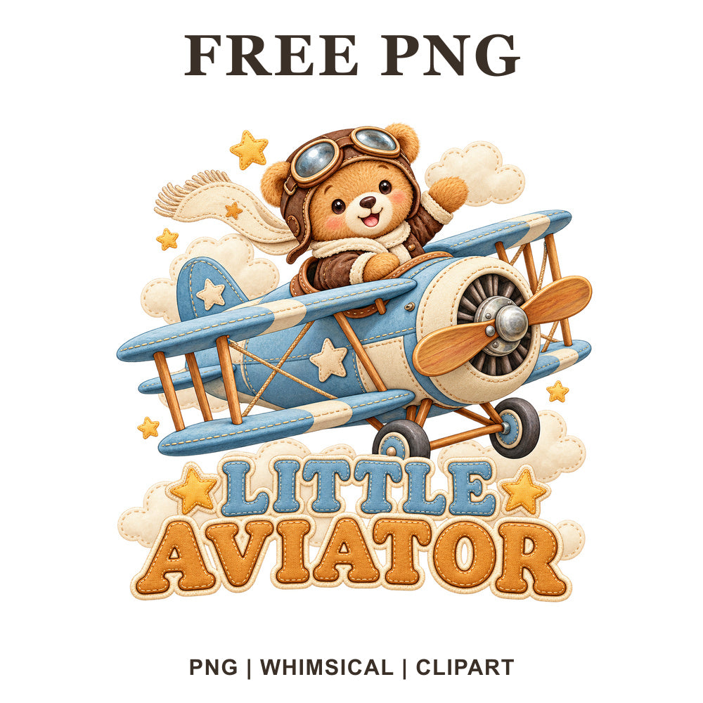 Whimsical Little Aviator Airplane Clipart PNG