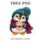 Whimsical Penguin Cocoa Winter Clipart PNG