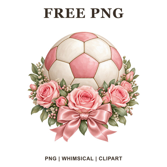 Whimsical Rose Garden Soccer Ball Clipart PNG
