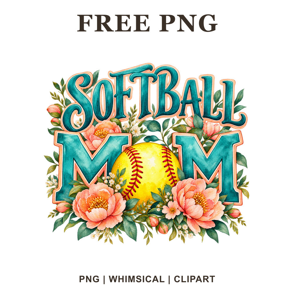 Whimsical Softball Mom Softball Clipart PNG