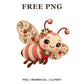 Whimsical Strawberry Fairy Bee Clipart PNG