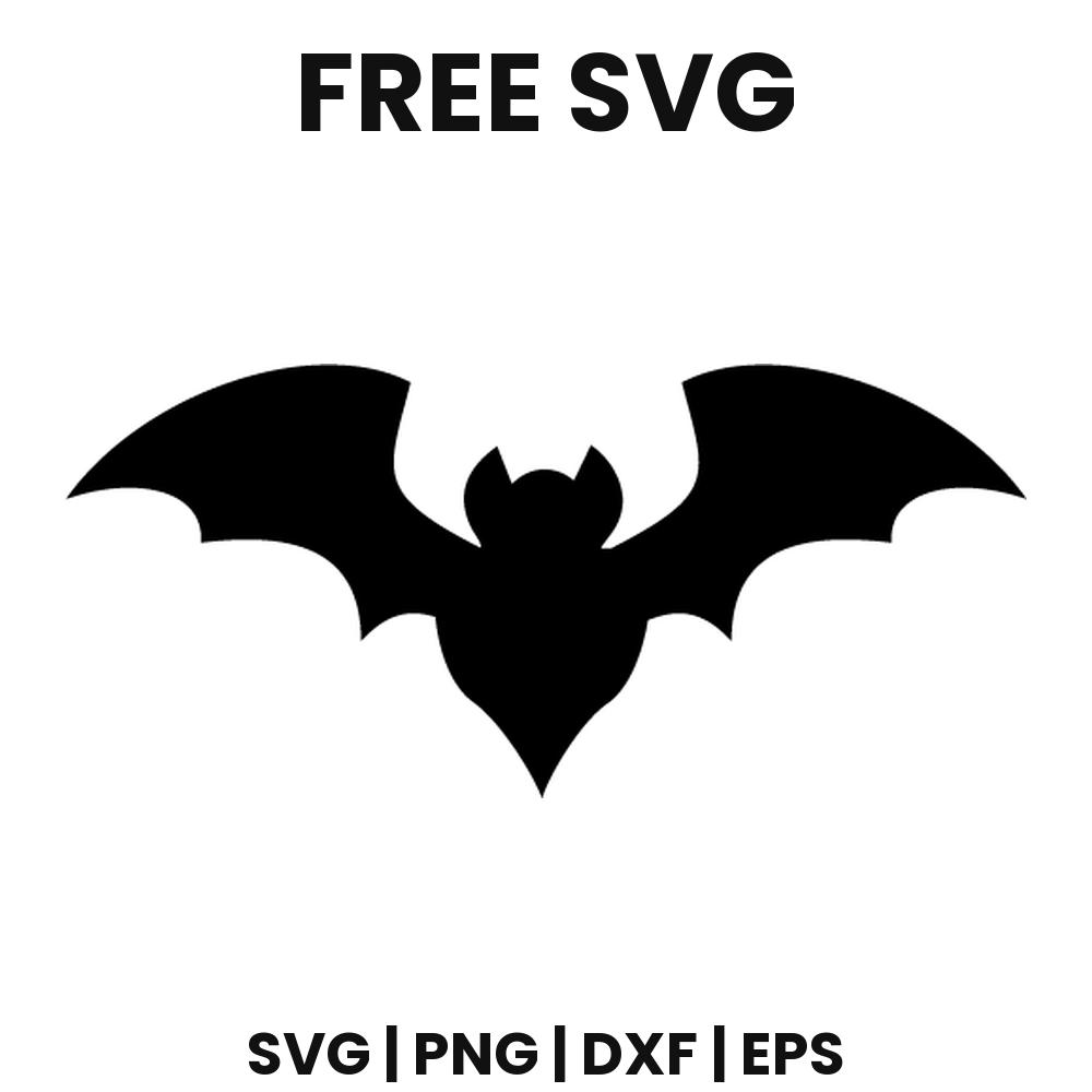Soaring Bat SVG Free – Raised Wing Halloween Bat Cut File