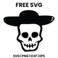 Hat Skull SVG Free – Wide Brim Hat Skull Cut File