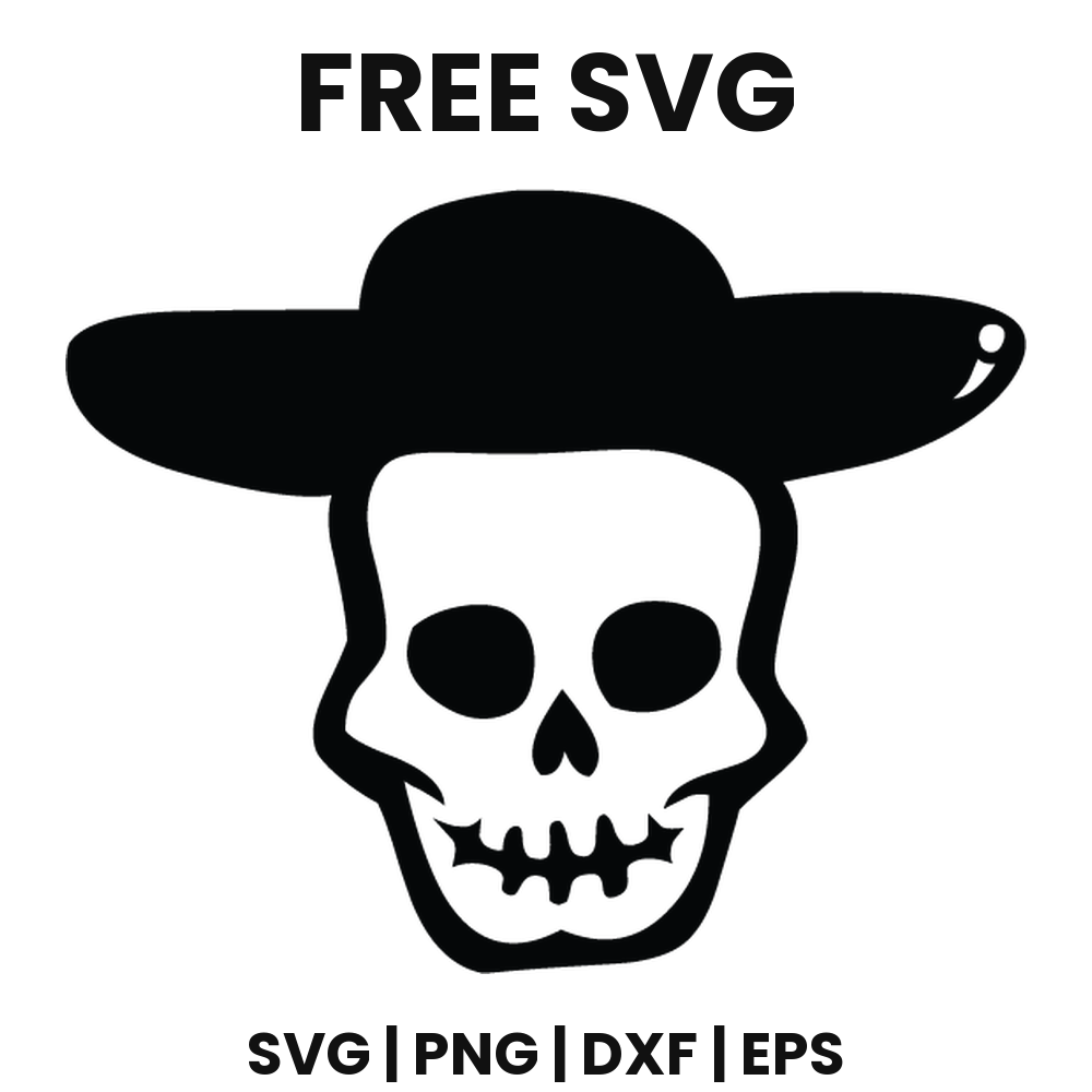 Hat Skull SVG Free – Wide Brim Hat Skull Cut File