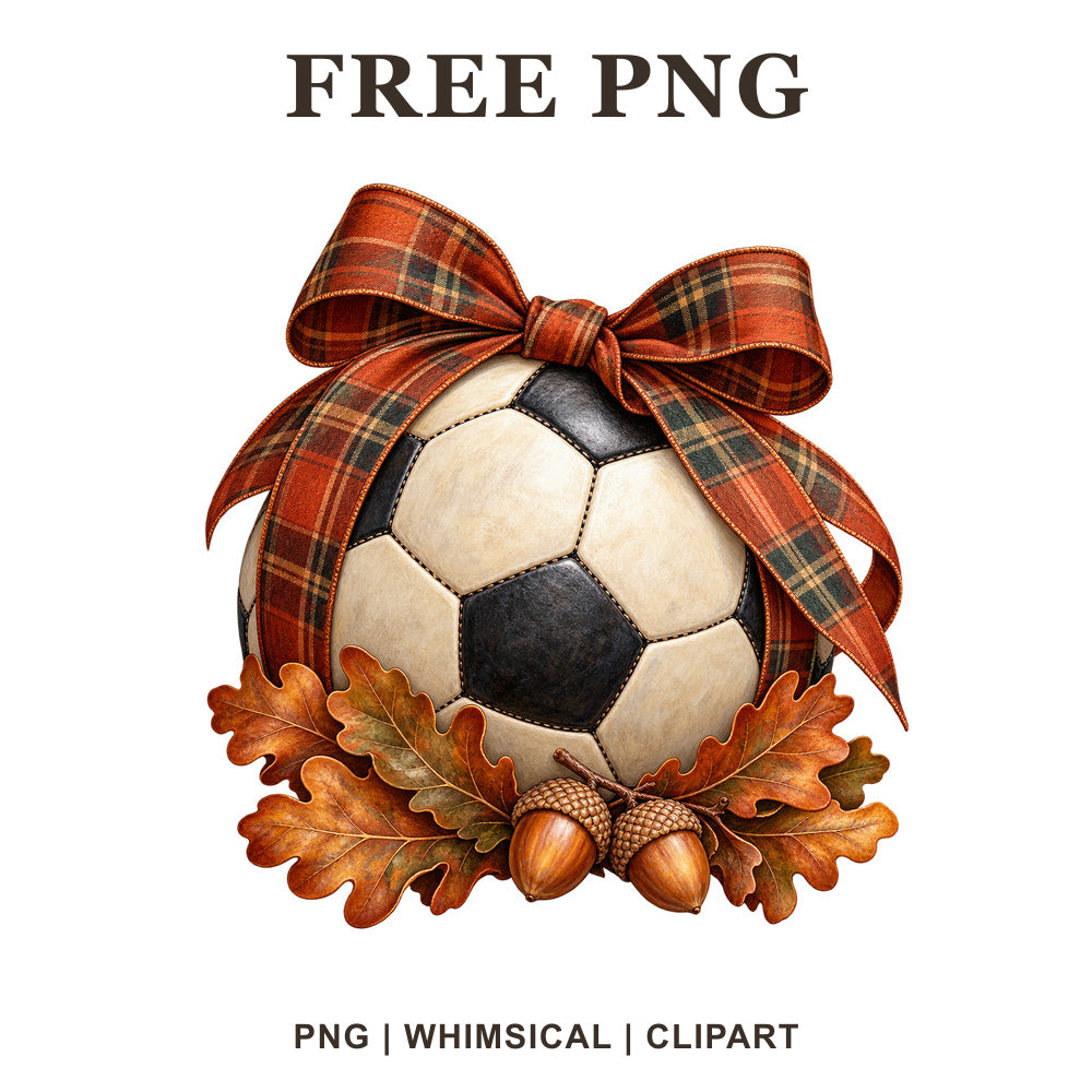 Whimsical Autumn Harvest Soccer Ball Clipart PNG