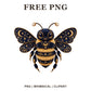 Whimsical Celestial Velvet Bee Clipart PNG