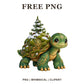 Whimsical Emerald Turtle Green Creature Clipart PNG