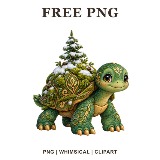 Whimsical Emerald Turtle Green Creature Clipart PNG