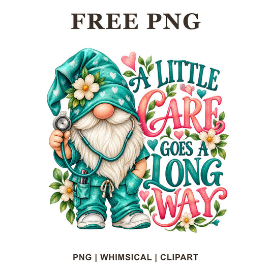 Whimsical Nurse Gnome Nurse Clipart PNG